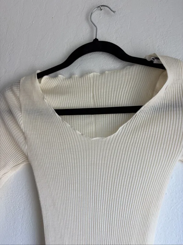 Pradegal long sleeve lettuce cut blouse top xs/s wool silk - Image 2