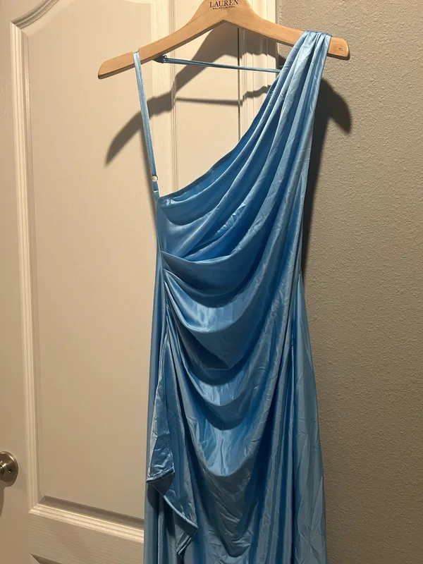OYS Elegant One-Shoulder Sky Blue Dress - Image 3