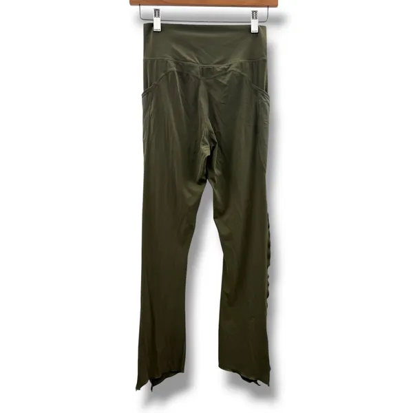 Halara Leggings Womens S‎ Olive Green Ruffle Hem Side Pocket High Rise Yoga Pant - Image 2