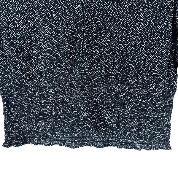 Abercrombie & Fitch Smocked Waist Polka Dot Puff Sleeve Blouse Navy Blue Size M - Image 3