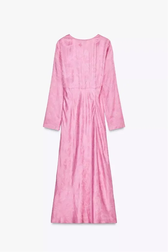 Zara maxi midi dress kimono Long Sleeve flowy bottom bohemian pink summer - Image 7