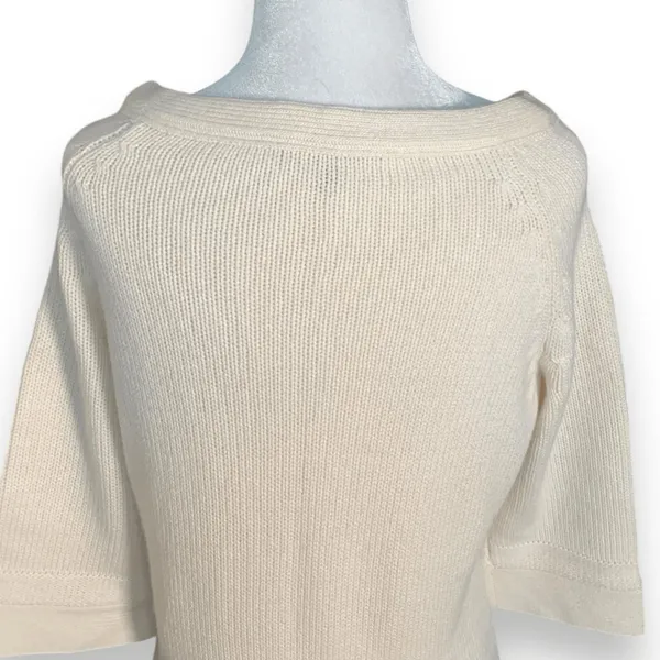 Strenesse Cream Cashmere Scoop Neck 3/4 Sleeve Sweater Knit Top Minimalist‎ 6 - Image 4