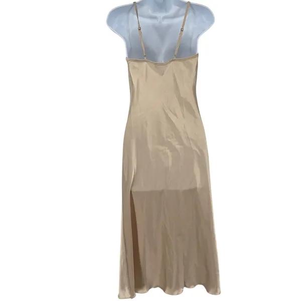 Y2K Bebe Cowl Neck Satin Slip Dress XS Champagne USA Glam 90s Indie Sleaze Party - Image 5