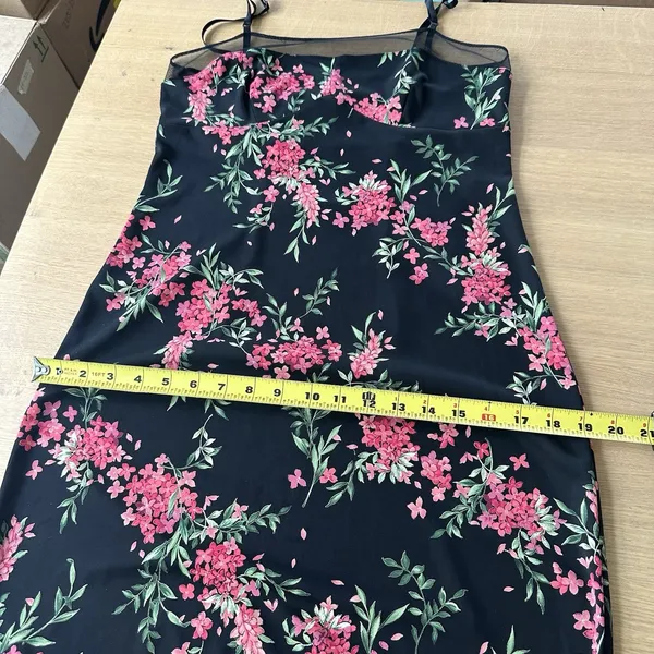 Vintage Y2K USA Made BCBG Floral Slip Dress Mesh Detail Sz M Fairy Boho Pink - Image 15