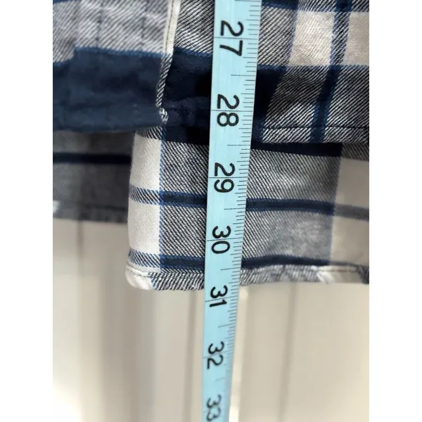 Wrangler Wrancher Blue/White Plaid Flannel Button Up Long‎ Sleeve Shirt Size XXL - Image 3