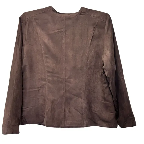 Vtg Kim Rogers Jacket Coat Y2K Western Faux Suede Brown SZ XL Full Zip Pockets - Image 6