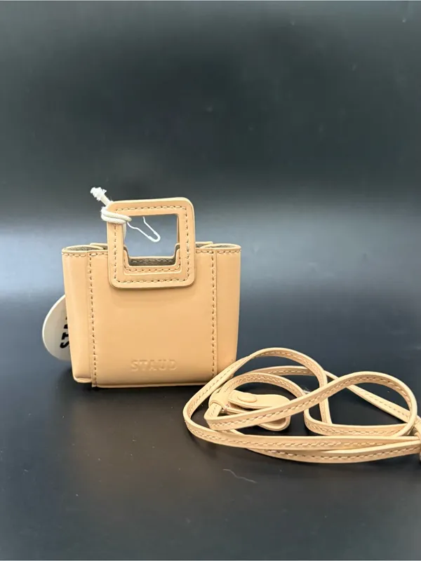 STAUD Micro Shirley Necklace Bag Tan Leather Micro Bag Charm - Image 2