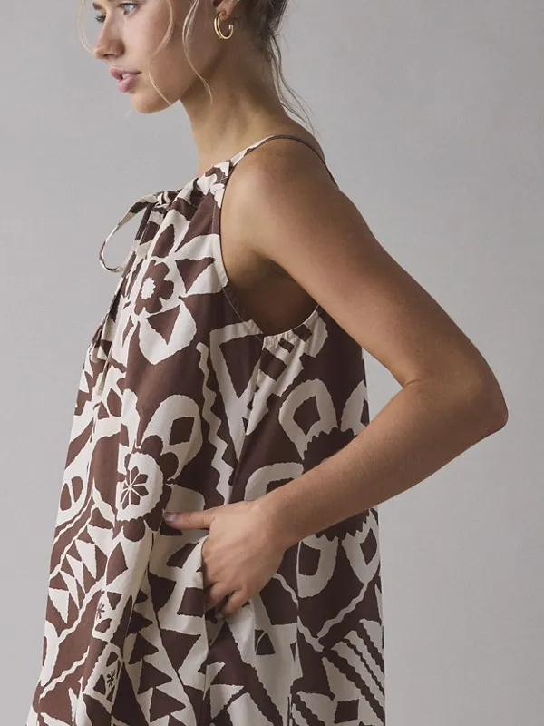 NWT BDG Eva Tie-Front Ruched Strap Trapse Mini Dress size medium relaxed fit - Image 2