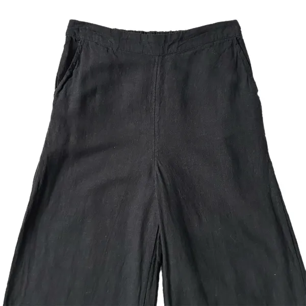 Free People Free-est Linen Viscose Black Wide Leg Pants OB1263884 Size Small - Image 3