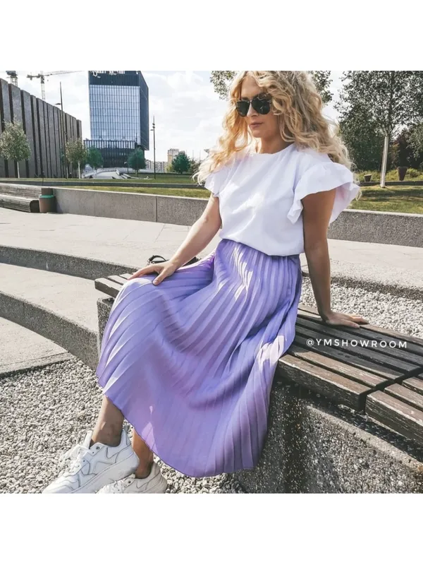 Zara Lavender pleated Midi Skirt - Image 2