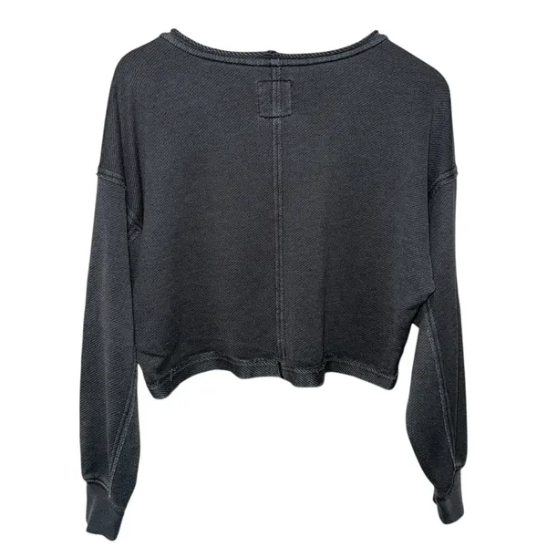 Aerie Beach Party Cropped Sweatshirt Women Sz‎ S Gray Oversized Boho - Image 2