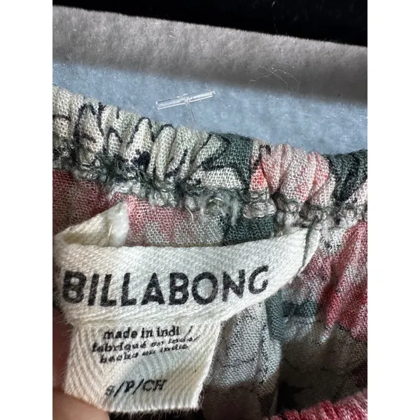 Billabong Green Floral Off-the-Shoulder Ruffle Top Small Boho Tropical Tourist - Image 3