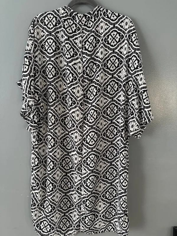 Francesca Anthropologie Women’s Small Geometric Open Front Duster Cardigan - Image 7