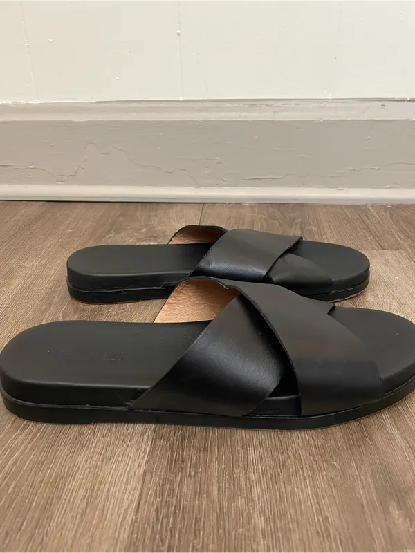 Madewell The Louisa Crisscross Slide Women’s Size 10 Black Leather Sandals - Image 3
