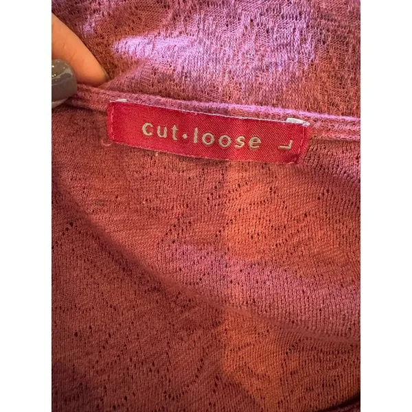 Cut Loose Dress Women Large Pink Mauve Lace Like Pattern Long‎ Sleeve Mini Boho - Image 7
