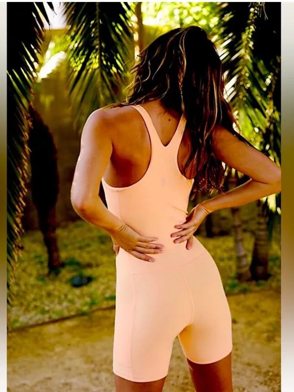 FP Movement by Free People Never Better Runsie Peach Pink Athletic Romper - Image 2
