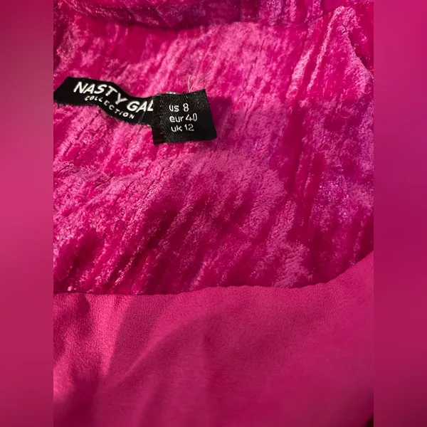 Nasty Gal Fuchsia Crushed Velvet Oversized Blazer - Pink - Image 10