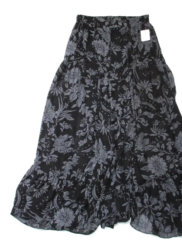 NWT Free People Colette Wide-Leg Pants in Black Gray Floral Semi-Sheer S - Image 7