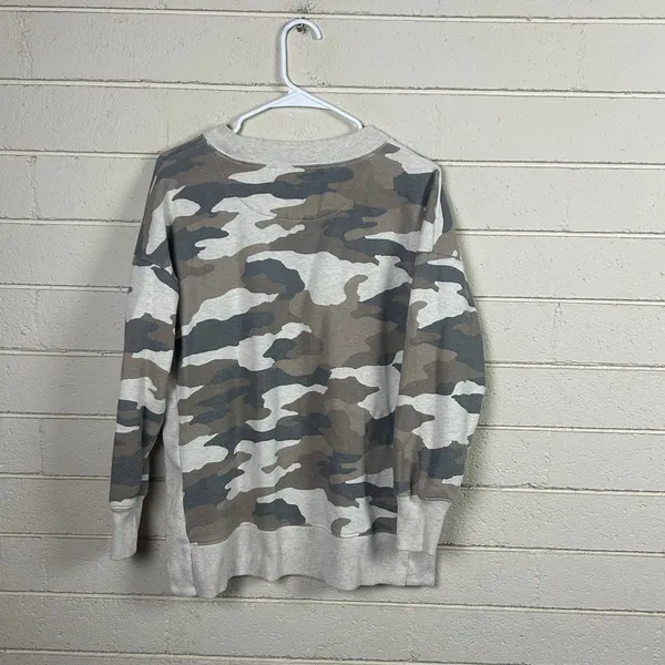 Aerie Good Vibes Gray Camo Oversized Crewneck Sweatshirt size S - Image 2