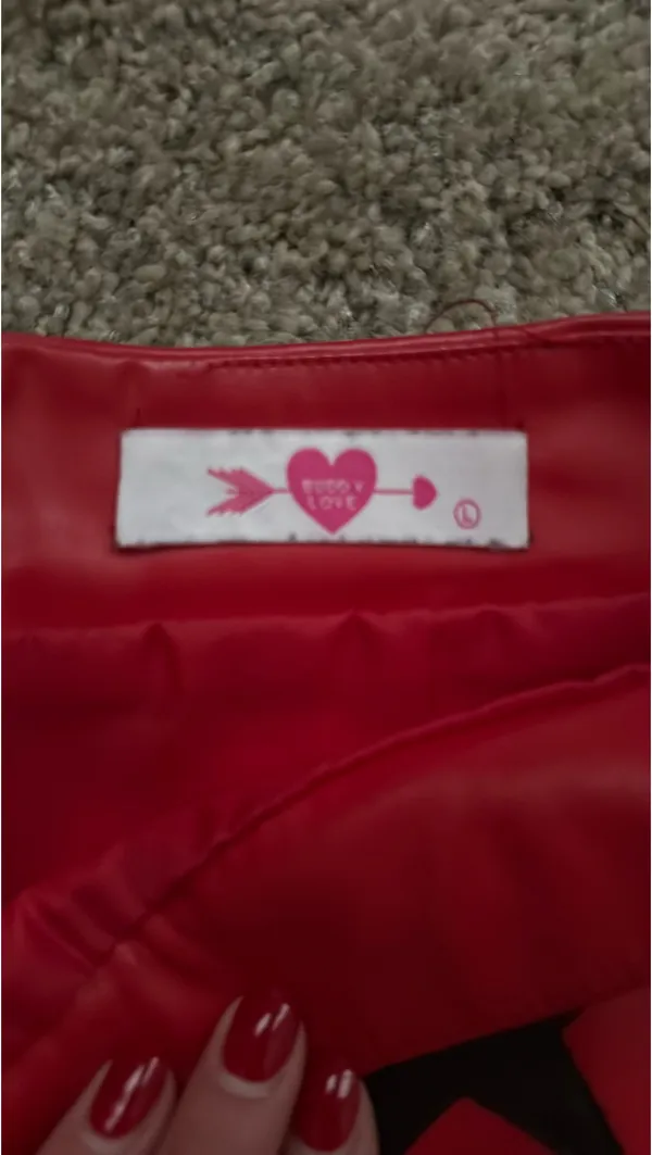 BuddyLove Skirt Leather Red Black Stars - Image 2