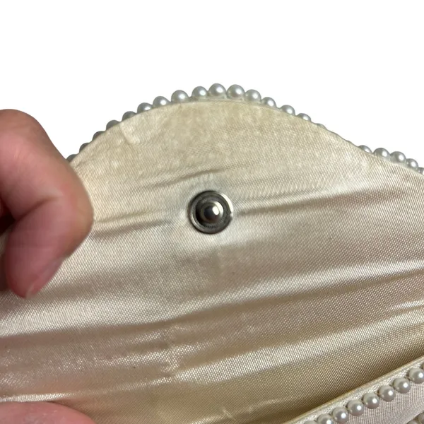 VTG 50s Pearl Beaded Clutch Japan White Evening Bag Glam Coquette Bridal Wedding - Image 9