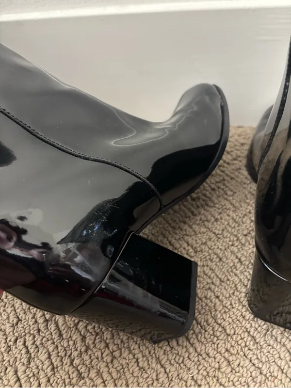 Zara patent leather knee high boots in black - Image 7