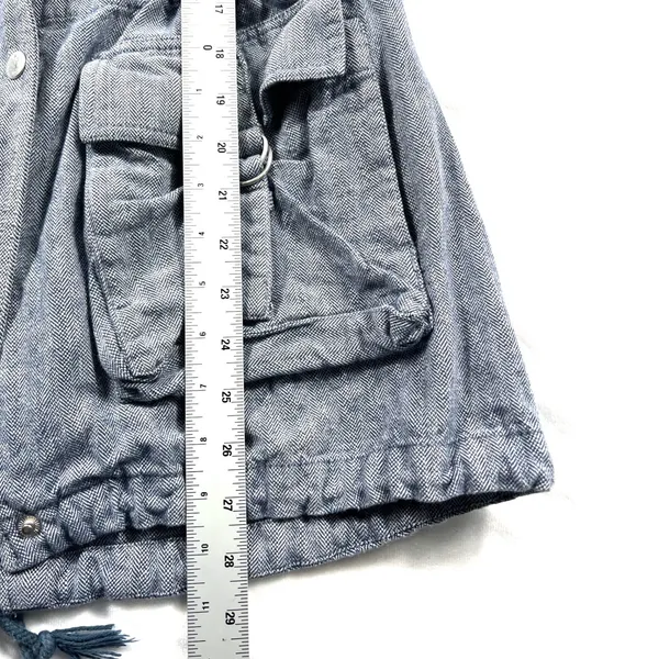 Free People Y2K Blue Herringbone Parka Jacket Size 6 Cotton Vintage Fall - Image 9
