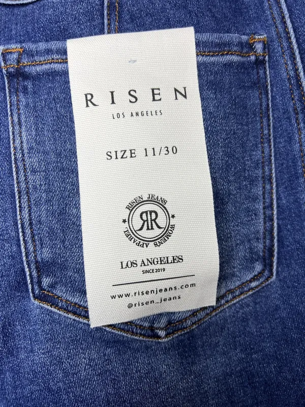 RISEN Tapered Jeans Womens 11/30 Blue Dark Wash High Rise Relaxed Stretch Denim - Image 8