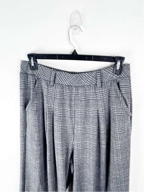 HALARA Gray Plaid Ultra High Rise Wide Leg Pockets Pull On Pants Trousers Large - Image 7