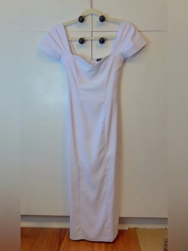 NWOT Abercrombie & Fitch White Off Shoulder Midi Dress Pencil Bodycon XXS - Image 3