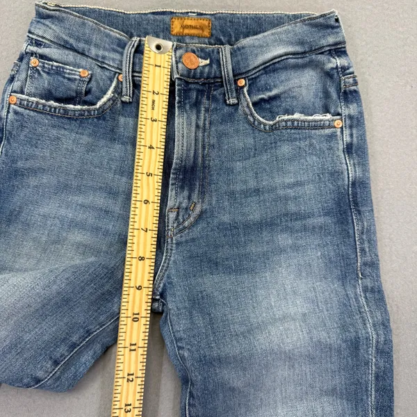 MOTHER The Hustler Ankle Fray Jeans Blue High Rise Bootcut Flare Size 23 - Image 8