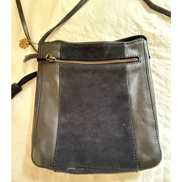 Lucky Brand Leather Crossbody Purse Black Red Embroidered Boho Tassel EUC - Image 7