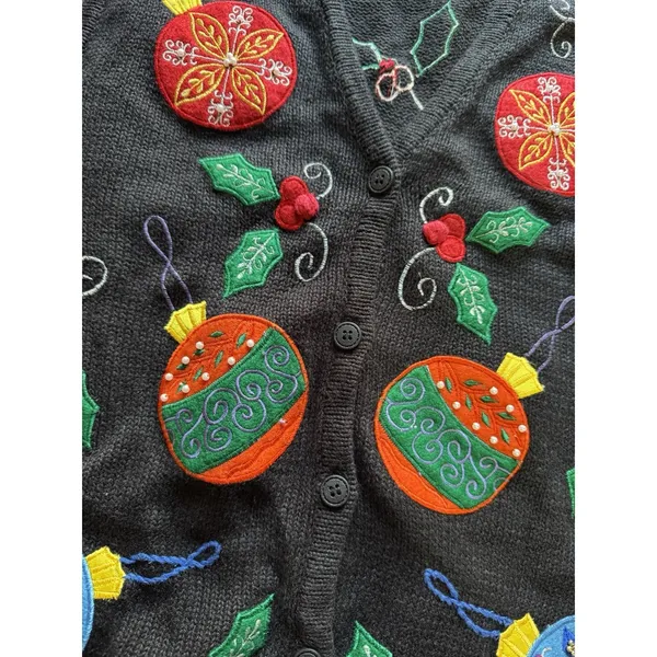 Bobbie Brooks‎ Christmas Sweater Vest Ornaments Embroidered Women Size Medium - Image 6