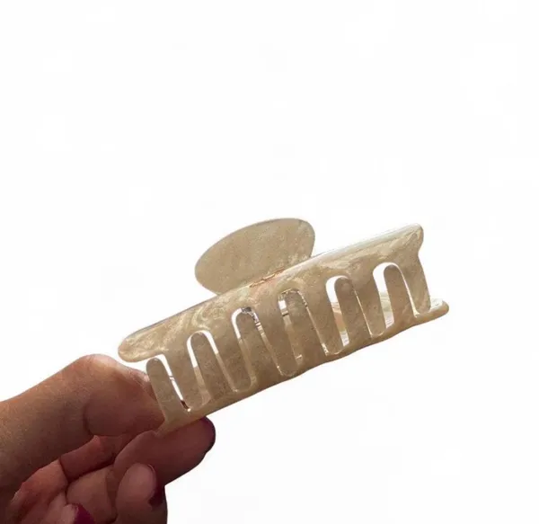 B Initial Hair Clip Tan - Image 2