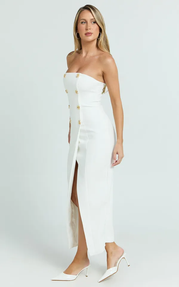 New Showpo Carson Midi Dress Strapless Double Breasted Fitted Dress MSRP $109 - Image 2