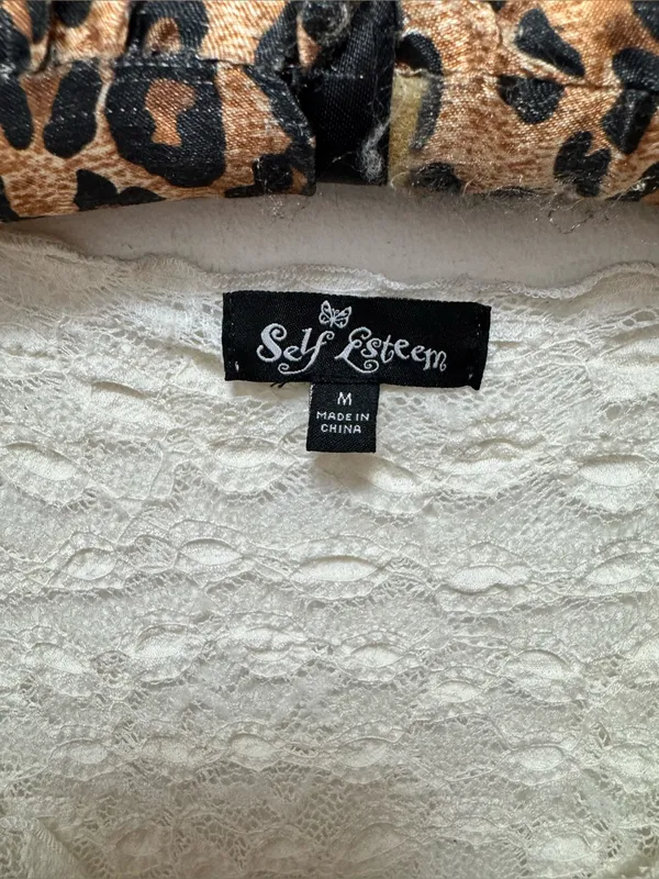 2000s Y2K Self Esteem Cream Lace Long-Sleeve Top Medium - Image 2