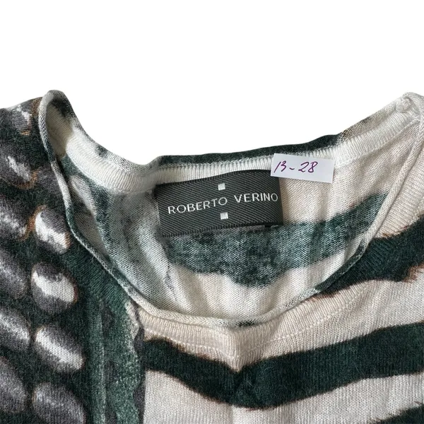 Roberto Verino Womens Top 8 Green Animal Print Angora Blend Long Sleeve | 13-28 - Image 3