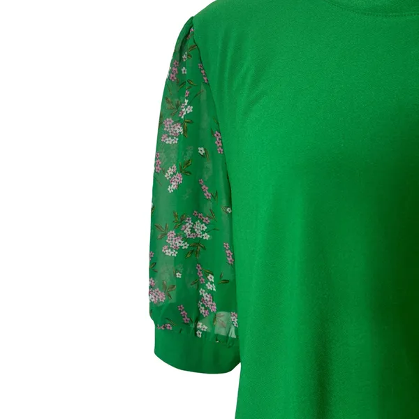 CeCe Kelly Green Floral Puff Sleeve Blouse‎ Crepe Business Casual Size Large - Image 2