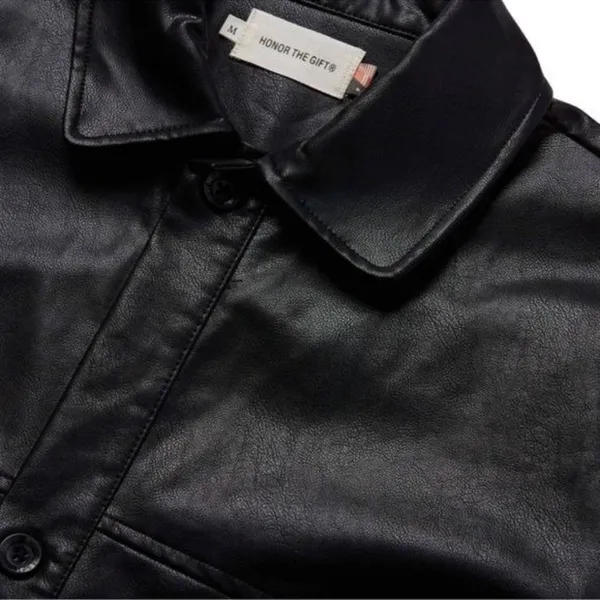 NWT Honor The Gift Vegan Leather Belted Trench Coat S Black Oversized Logo - Image 4