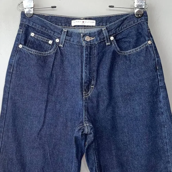Vintage 90s Tommy Hilfiger Jeans Womens Size 8 Dark Baggy High Waist Mom 30X31 - Image 3