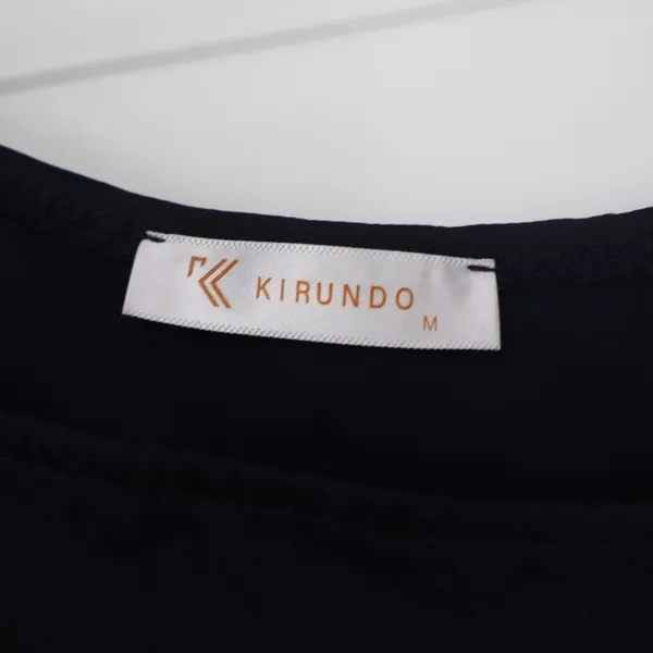 Kirundo Navy Blue One Shoulder Maxi Dress Single Long Sleeve Tie Waist Size M - Image 2