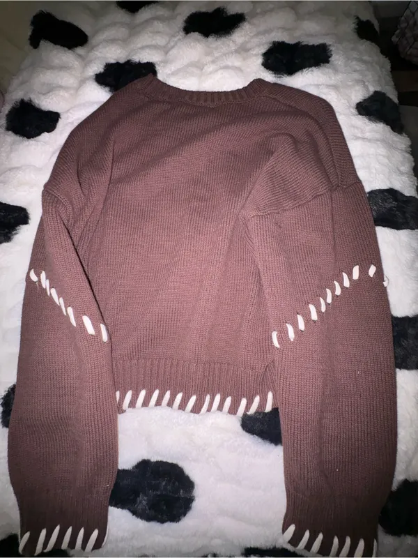 Women's Crewneck Knit Sweater in Mauve Brown - Image 2