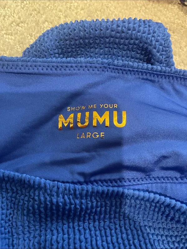 New Show Me Your Mumu Del Rey Bikini Bottoms size Large L Cobalt Blue Scrunch - Image 5
