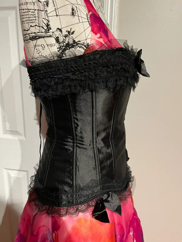 Vintage Corset cinched waister lace goth rave shape wear - Image 3