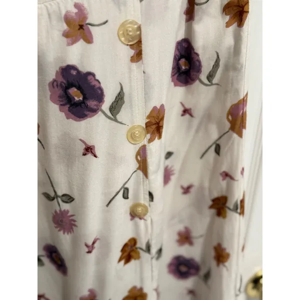 90s Vintage Floral Skort‎ Romper White Purple Sleeveless Rayon PXL - Image 3