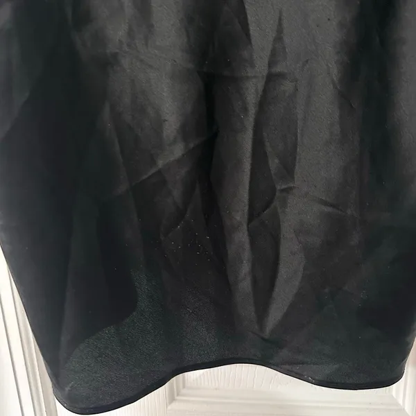 Victoria's Secret Black Satin Lace Trim Clear Jewel Accent Slip Tank Lingerie L - Image 5
