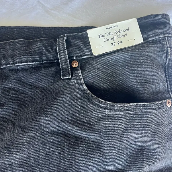 NEW Abercrombie & Fitch Women's Cut Off Black Shorts 90s Relaxed 37/24 High Rise - Image 2