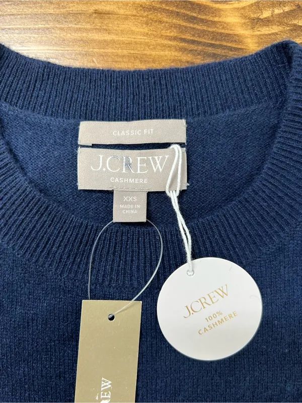 J. Crew Cashmere classic-fit crewneck sweater in Navy Blue Size XXS NWT - Image 7
