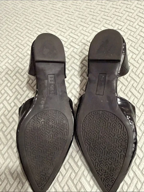 Esprit Black Croc-Embossed Pointed Toe Piper Flats Size 9 M - Image 8