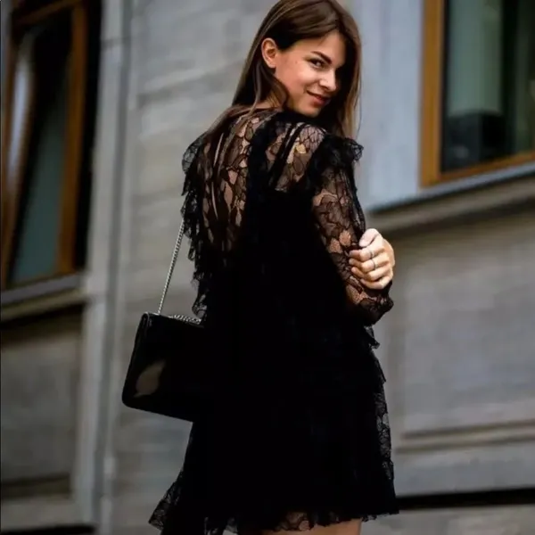 ✨ Zara black lace dress with frills✨ - Image 9